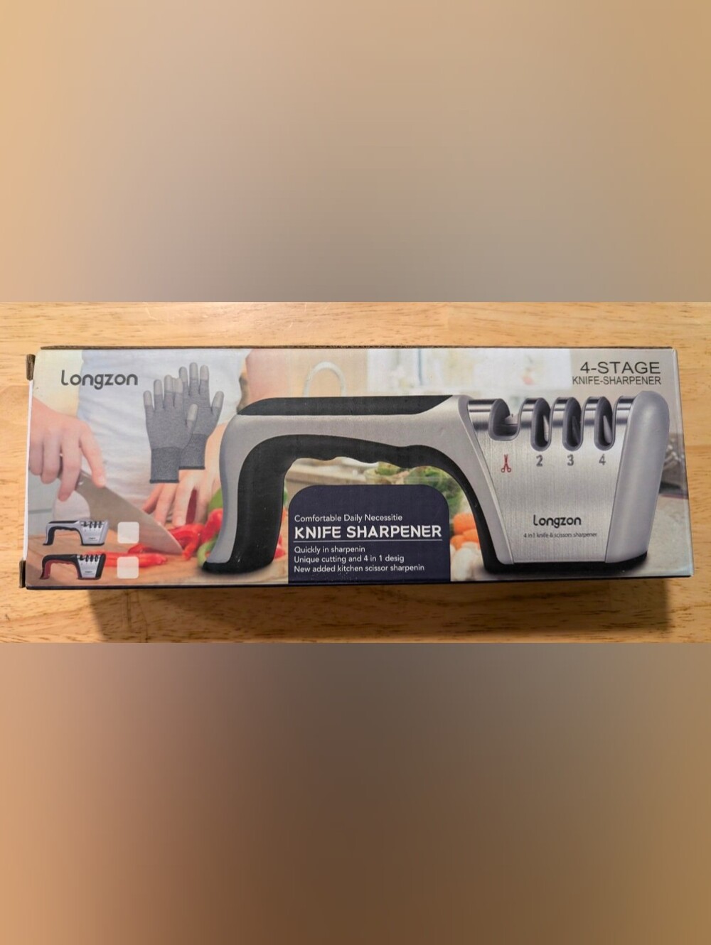 4-Stage Black & Silver Knife Sharpener